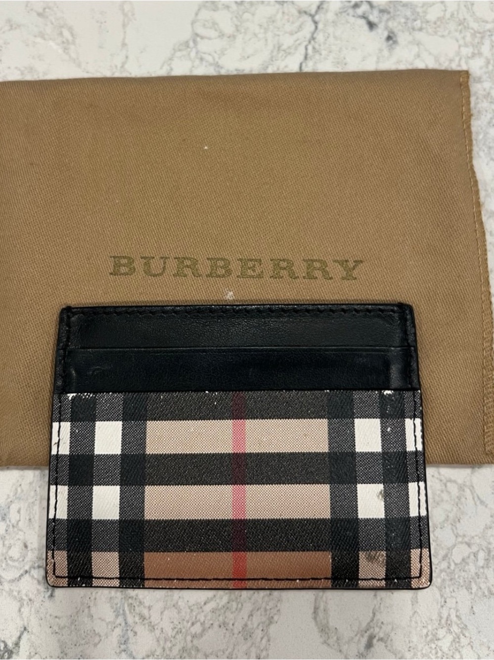 Burberry Black, Beige & Red Vintage Check Card Sleeve